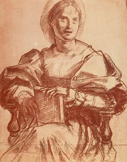 Images Dated 10th March 2011: Portrait of Lucrezia del Fede, drawing by Andrea del Sarto. Gabinetto dei Disegni e delle Stampe