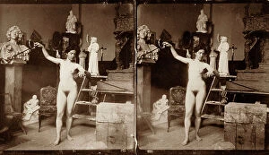 Images Dated 2nd February 2009: Portrait of a nude model standing, in the studio of the painter