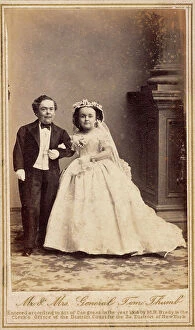 Images Dated 14th September 2004: Portrait of the Thumbs on their wedding day (Charles Sherwood Stratton, known as General Tom Thumb)