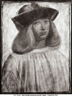 Images Dated 28th February 2008: Portrait of an unknown man, drawing by Leonardo da Vinci: work located at the Ambrosiana Picture