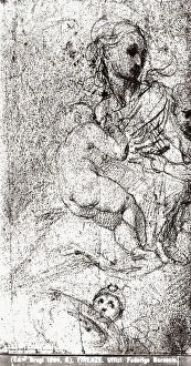 Images Dated 27th February 2008: Portrait of a woman nursing a baby, study by Federico Barocci