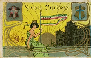 Images Dated 19th October 2011: Postcard 'Military School 1859 - 1903' with the allegorical representation of Italy