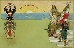 Images Dated 19th October 2011: Postcard 'Per il Re e per la Patria' with the allegorical representation of Italy in the November