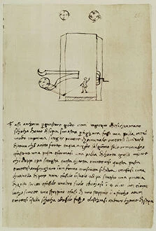 Images Dated 30th September 2009: Production project for a catapult, writings by Leonardo da Vinci