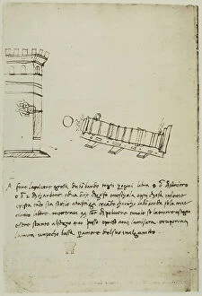 Images Dated 30th September 2009: Project for a cannon, writings by Leonardo da Vinci, belonging to the Codex Arundel 263, c.261v