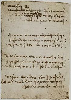Gerahmter Druck : Leonardo da Vincis Notizen zur Physik, Codex Forster II, Blatt 151v