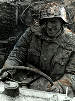 Images Dated 16th March 2009: In the region of Kharkov, in Ucraina, roads become muddy: a German soldier