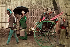 Images Dated 26th August 2009: 'Reise Frinnerungen': japanese women in rickshaw