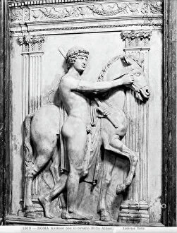 Images Dated 21st February 2012: Relief from Hadrian's Villa depicting Antinous with a horse, preserved in the Museum of Villa