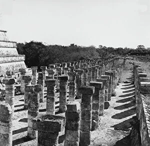 Images Dated 29th March 2011: Remains of the columns of the Portico of the Templo del los Geuerrors in Chichen Itza