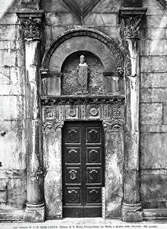 Images Dated 18th April 2012: The right portal of the faade of the Church of S.Maria Forisportam, Lucca