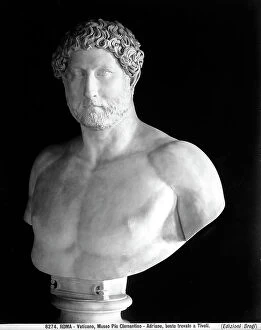 Images Dated 18th November 2011: Roman bust of the Emperor Hadrian, found in Tivoli, now kept at the Pio Clementino Museum at