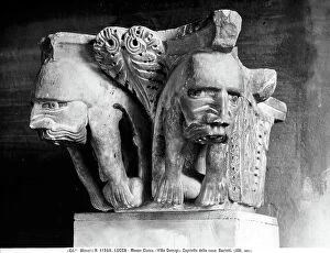 Images Dated 20th April 2012: Romanesque capital belonging to the Berletti House preserved at the National Museum of Villa