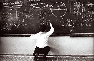 Images Dated 29th October 2007: Russian boy does mathematic exercises at the blackboard