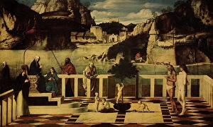 Images Dated 3rd March 2011: Sacred allegory, oil on panel, Bellini, Giovanni (1425/30-1516), Uffizi Gallery, Florence