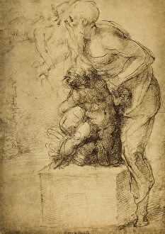 Images Dated 8th March 2011: The Sacrifice of Isaac; drawing by Michelangelo. Casa Buonarroti, Florence