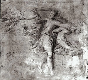Images Dated 7th March 2008: The Sacrifice of Isaac; drawing by Raphael Sanzio, in the Gabinetto dei Disegni e delle Stampe