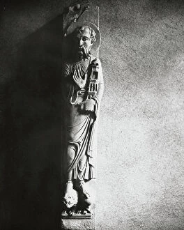 Images Dated 11th September 2003: Saint with a model of a tower in his hand, highrelief conserved in the Rolin Museum in Autun in