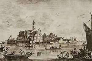 Images Dated 6th April 2010: San Clemente, island of the Venetian Lagoon, engraving