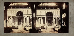 Images Dated 2nd September 2009: The Santa Croce's cloister with the Cappella de Pazzi, Florence, stereoscopic photography