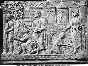 Images Dated 28th May 2008: Sarcophagus front depicting Christ and Moses striking water from the rock
