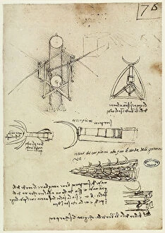 Images Dated 22nd October 2009: Scorpions for reinforcing bombards and ships, drawing by Leonardo da Vinci