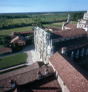 Images Dated 11th December 2006: Screen marble facade of the Carthusian church of the Certosa di Pavia, view from the side