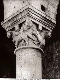 Images Dated 15th February 2008: A sculpted capital representing animals, work preserved in the Church of St.Antimo Abbey