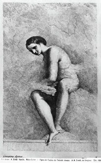 Images Dated 18th June 2009: Seated female figure. Etching, Antonio Maria Zanetti after Giorgione, in the Correr Museum in Venice
