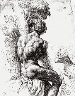 Images Dated 27th February 2008: Seated male figure, drawing by Domenico Campagnola, in the Gabinetto dei Disegni e delle Stampe