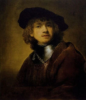Images Dated 23rd February 2011: Self-portrait, oil on panel, Rembrandt, Harmenszoon Van Rijn (1606-1669), Uffizi Gallery, Florence