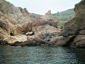 Images Dated 13th June 2008: Shelter for boats dug in the rock. Riviera di Ponente, Ponza