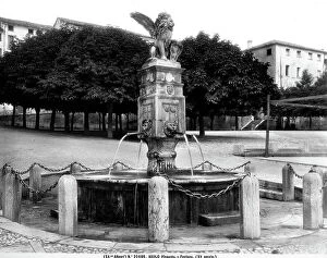Images Dated 15th March 2010: Sixteenth century fountain with Renaissance reliefs and a winged lion by Antonio Dal Zotto