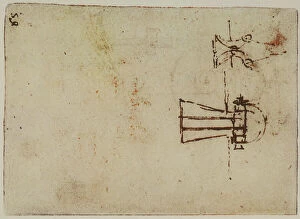 Images Dated 13th October 2009: Two sketches, drawing from the Codex Forster II, c.13v, by Leonardo da Vinci