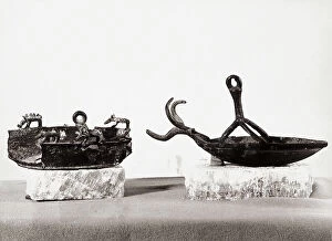 Images Dated 15th February 2008: Small Nuragic bronze boats, in the G.A. Sanna National Museum in Sassari
