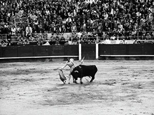 Images Dated 12th April 2011: Snapshot of a bullfight. In the center the toreador is facing a bull