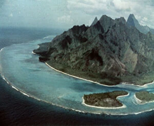 Images Dated 29th February 2012: Society Islands. Leeward Islands. Bora Bora. From the sky