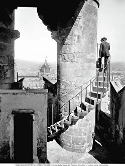 Featured Collection: Staircase of the tower of Arnolfo in Palazzo Vecchio and view of the Cathedral, Florence