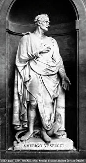 Images Dated 30th November 2010: Statue of Amerigo Vespucci by Gaetano Grazzini, at the Uffizi Gallery in Florence
