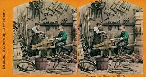 Images Dated 28th March 2008: Stereoscopic photography showing two boys dressed as carpenters