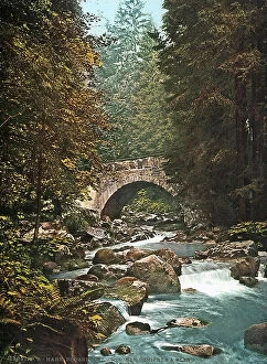 Images Dated 22nd November 2011: A stone bridge crosses a mountain stream, in Harz, Germany