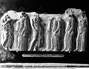 Images Dated 4th April 2012: Stone with a frieze from the Parthenon, work preserved in the Louvre Museum, Paris