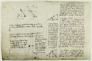 Images Dated 30th September 2009: Studies on gravity and weight of bodies, written by Leonardo da Vinci
