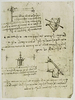 Images Dated 1st October 2009: Studies on hydraulics, writings belonging to the Codex Forster I, c.42r, by Leonardo da Vinci