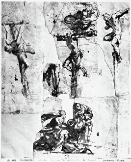 Images Dated 17th March 2009: Study for the Crucifixion. Drawing attributed to Tintoretto preserved in the Galleries of