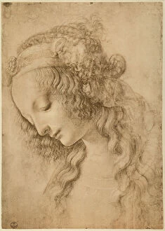 Images Dated 23rd April 2009: Study for the face of the Virgin of the Annunciation now in The Louvre; leadpoint