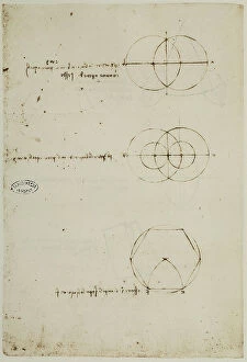 Images Dated 1st October 2009: Study of geometry for the building of an hexagon: work of Leonardo da Vinci belonging to