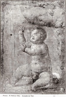 Images Dated 7th March 2008: Study for the Infant Jesus; drawing by Leonardo da Vinci, in the Gabinetto dei Disegni e delle