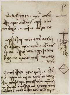 Images Dated 13th October 2009: Study on lines and angles, writings from the Codex Forster II, c.3v, by Leonardo da Vinci