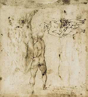 Images Dated 8th March 2011: Study for a Madonna and Child and some nude figures, drawing by Michelangelo. British Museum, London